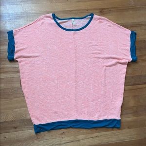 US Women’s XL Orange and teal stretchy swim cover top